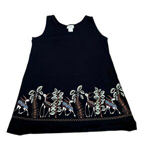 Desert Shores Womens XL Black Summer Dress / Tunic / Swimsuit Cover Up Embroider